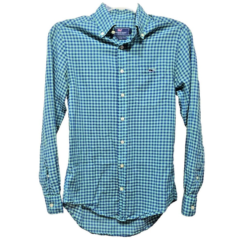 Vineyard Vines Shirt Mens XSmall Button Up Whale Gingham Classic Fit Tucker